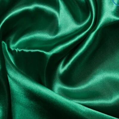 Quality Budget, Satin, Silky, Polyester Shiny Bridal,Dress, gown emerald fabric  - Image 1 of 4