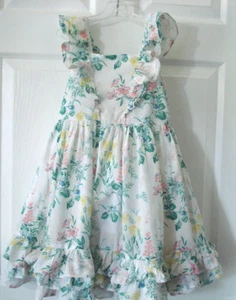 Janie and Jack Pink Green Yellow Floral Layered Ruffle Dress Size 6 - Picture 1 of 13