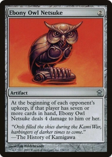 1 x Ebony Owl Netsuke - Saviors of Kamigawa - LP - MTG - EOF - Image 1 of 1