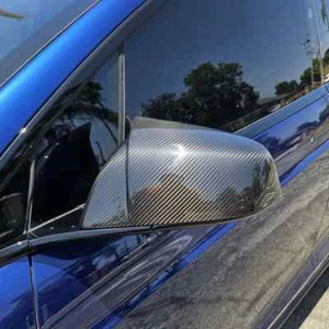 FOR 16-2024 TESLA MODEL X M HORN STYLE REAL CARBON FIBER SIDE MIRROR COVERS CAPS - Picture 1 of 7