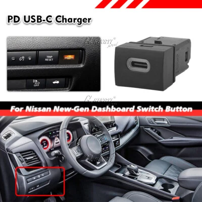 Dashboard USB-C PD For Nissan New Generation Small Type Fast Charger Amber LED - Image 1 of 4