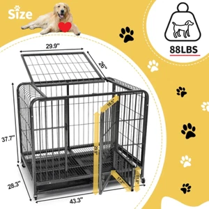 40"~42"~43" in long Medium-Large Dog Pet Kennel Steel Crate Cage w/ lock Wheel - Picture 1 of 15