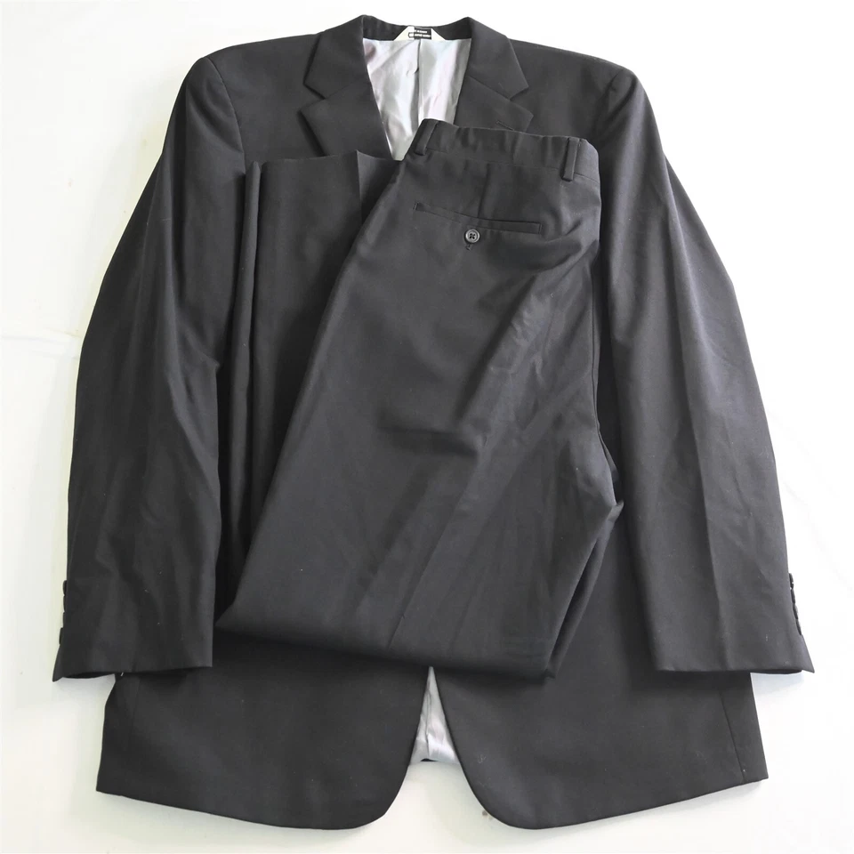 Wilke Rodriguez 42L 34x32 Negro Lana Hombre Chaqueta Pantalones Traje Foto 1 de 4