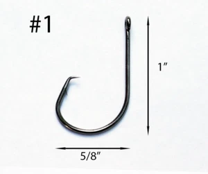 PACK OF 100 Size #1 TACKLEWORKS Circle Non Offset Inline Fishing Hooks 7381 - Picture 1 of 1