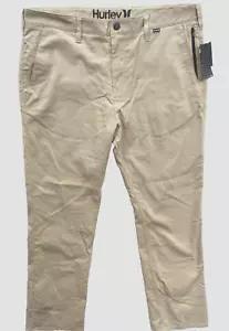HURLEY WORKER~NWT $70~KHAKI N-KE DRI-FIT STRAIGHT LEG STRETCH PANTS MENS 38X32 - Picture 1 of 12