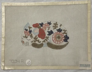 Vintage DIELCO IMARI PORCELAIN CAT 7334-A Handpainted Needlepoint Canvas 18ct - Picture 1 of 5