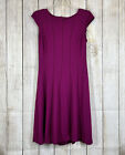 Adrianna Papell Deep Pink Berry Cap Sleeve Mesh Stripe Stretch A-Line Dress Sz 4