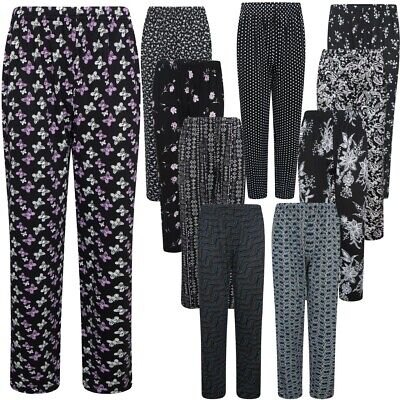 Womens Ladies Summer Palazzo Trousers Floral Print Elasticated  Casual Pants • 7.75£