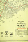 Vintage MAINE Trails Mapa Autostrada Sztuka ścienna Stara oryginalna lata 20. Antyk