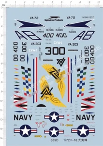 Calcomanía de agua 1/72 USN F/A-18 VA-72 VA-303 Golden Hawks CVW-1 marcas de combate - Imagen 1 de 1