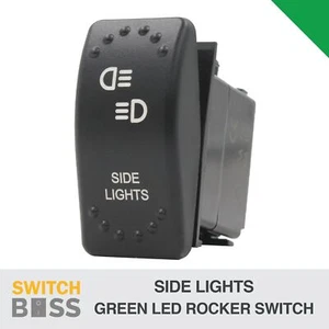 Side Lights LASER ETCHED Rocker Switch - Green LED 12v 24v Toggle On-Off - Picture 1 of 8