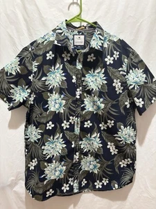 Cactus Man Hawaiian Shirt Mens XL Slim Fit Blue White Floral 100% Cotton EUC - Picture 1 of 7