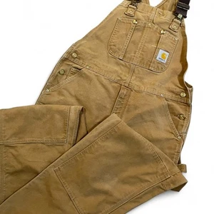 Vtg Carhartt Duck Canvas Bib Overalls R06 BRN Brown Double Knee Workwear 38x30 - Bild 1 von 16