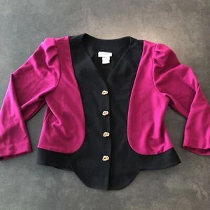 Blazer retrò vintage anni 90 Barbiecore rosa e nero spalla imbottita taglia 16 - Foto 1 di 15