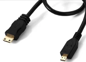 Micro HDTV Male to Mini HDMI Male Video Converter Cable Cord TV Connector 30cm - Picture 1 of 3