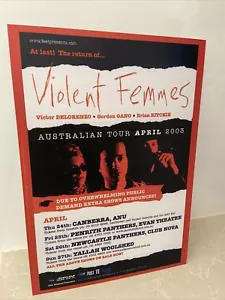 VIOLENT FEMMES 2003 Australian Tour Flyer A4 High Quality Carded Reproduction - Picture 1 of 2