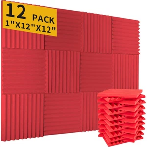 12 Pack Acoustic Foam Panels 1" x 12"x 12" Soundproofing Panels Wedges for Wall - Picture 1 of 11