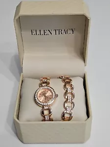 Ellen Tracy Damen roségoldfarben Armband Uhr und Armband Set Neu mit Etikett - Bild 1 von 2