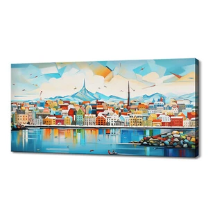 Reykjavik City Iceland Skyline Landmarks Modern Canvas Print Picture Wall Art - Picture 1 of 9