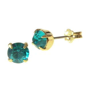 Ohrstecker vergoldet mit Swarovski Kristallen Farbe Blauer Zirkon - Bild 1 von 1