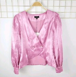 MAJORELLE Damen Top Medium Newton Pink Metallic Perlen Knopf Kokette - lesen - Bild 1 von 13