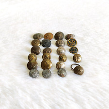 Vintage Button Brass Mix Metal Round Buttons Logo Set of 23 Pc Collectible BTN37