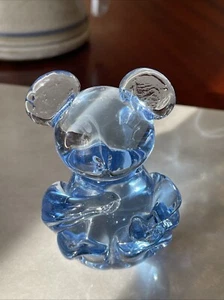 Light Blue Art Glass Koala Panda Bear Paperweight Vtg Display 3” Nursery Decor - Picture 1 of 16