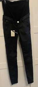 River Island Maternity Jeggings Over the Bump 'Molly' UK 6 28L Black Coated New - Picture 1 of 6