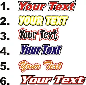 CUSTOM PAIR OF THREE COLOUR SCREEN / HELMET NAME DECALS STICKERS GRAPHICS - Picture 1 of 1