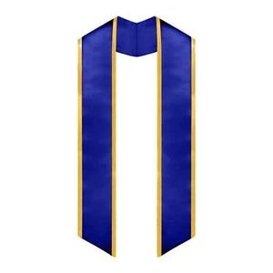 Endea Graduation Royal Blue/Gold Plain Graduation Stole With Trim Color - Picture 1 of 9