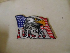 AMERICAN MILITARY PATCH SHOULDER FLAG STYLE SEW ON 2 X 3 USA EAGLE HEAD