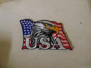 AMERICAN MILITARY PATCH SHOULDER FLAG STYLE SEW ON 2 X 3 USA EAGLE HEAD - Picture 1 of 1