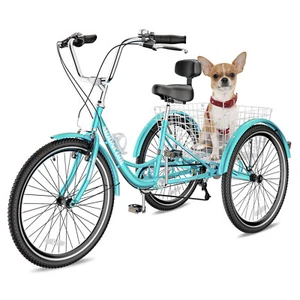 MOONCOOL Adult Tricycle Three Wheel Beach Cruiser 7 Speed 24 inch Bike 350 lb - Picture 1 of 92