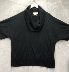 Michael Kors Cowl Neck Sweater Size 3X Charcoal Black Metallic Short Sleeves - Picture 1 of 12