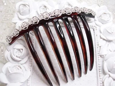 Made in France Rhodium Plated Swarovski elements French Hair Comb Bridal - Image 1 of 4
