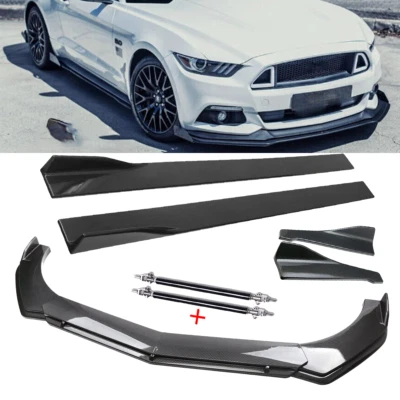 For Ford Mustang Carbon Fiber Front Bumper Lip Splitters Body Kits Side Skirt Foto 1 de 4