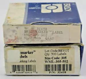 2 Boxes - Brady WML-305-502 Wire Marking Labels 500x2 32418 White *BOX DAMAGE* - Picture 1 of 4