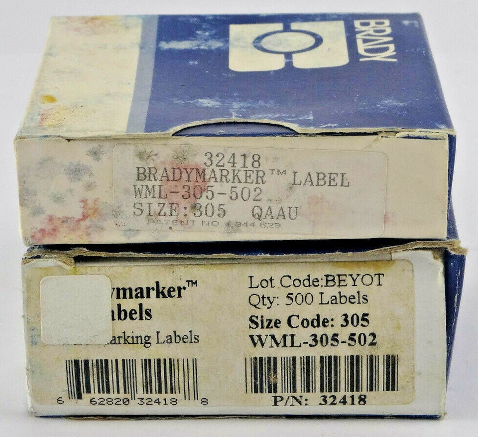 2 Boxes - Brady WML-305-502 Wire Marking Labels 500x2 32418 White *BOX DAMAGE*  - Image 1 of 4