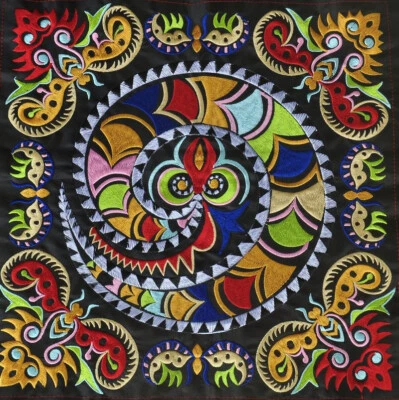 Dragón colorido bordado a máquina miao hmong tribal chino 13" Foto 1 de 4