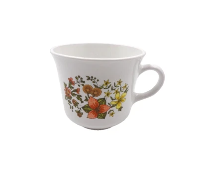 Corning Corelle Indian Summer Pattern Coffee Tea Cup White Orange Yellow Flowers - Image 1 of 4