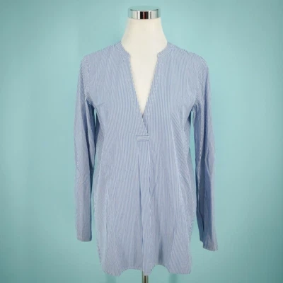 Top túnica Theory talla mediana M azul Ofeliah rayas manga larga espalda dividida Foto 1 de 4