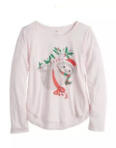 Neu mit Etikett 10 12 8 So Weihnachten Weihnachtsmann Mütze Faultiere Affe Mädchen Weihnachten Shirt Top