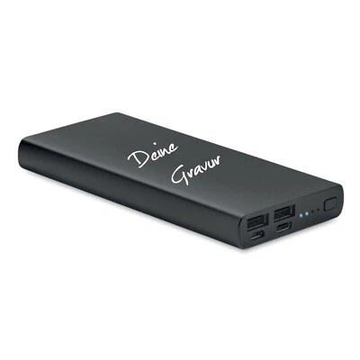 Powerbank POWERFLAT 10000 mAh Ausgangsleistung mit Gravur personalisiert - Bild 1 von 4