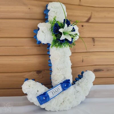 ELITE FLORAL DESIGN Anchor Funeral Flowers Artificial Tribute Wreath Silk Grave Memorial Dad Son
