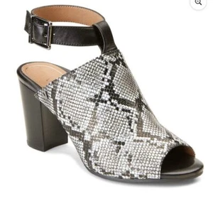 Vionic Kaia Leather Snakeskin Open Toe Mules Ankle Strap Size 8.5 NWOT - Picture 1 of 19