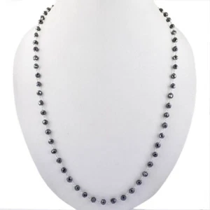 5 mm 24 Inches BLACK DIAMOND NECKLACE In 925 Sterling Silver AAA Certified - Picture 1 of 6