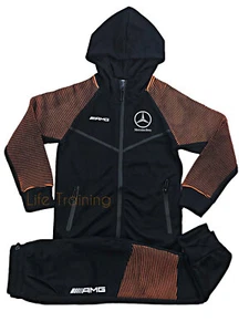 Survêtement enfant Noir effet rayé orange fluo Bl67-6 - Photo 1/5