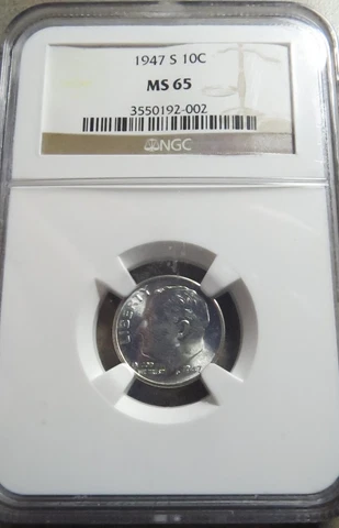 1947 S -- Roosevelt Dime -- NGC MS65 Cover