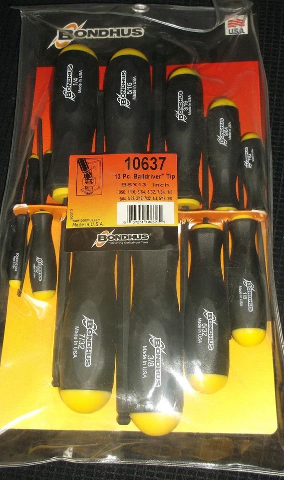 Bondhus BSX13 13 Piece Ball Ended Hexagon Key Screwdriver Set 0.050" - 3/8" AF - Image 1 of 1