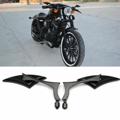 For MOTORCYCLE CRUISER CHOPPER 8-10MM Black Blade Steady CNC Aluminum Mirrors - Image 1 of 4